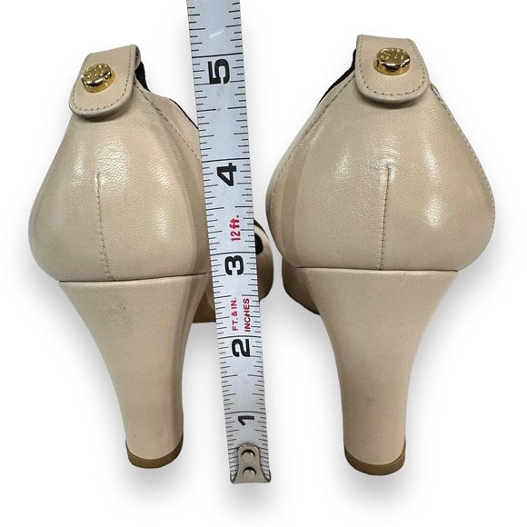 Stuart Weitzman Pumps High Heel Womens Size 7.5 Tan Nude Black Retro Color Block - Picture 7 of 10